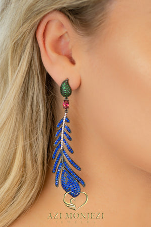 Wavy multi color stones statement earrings