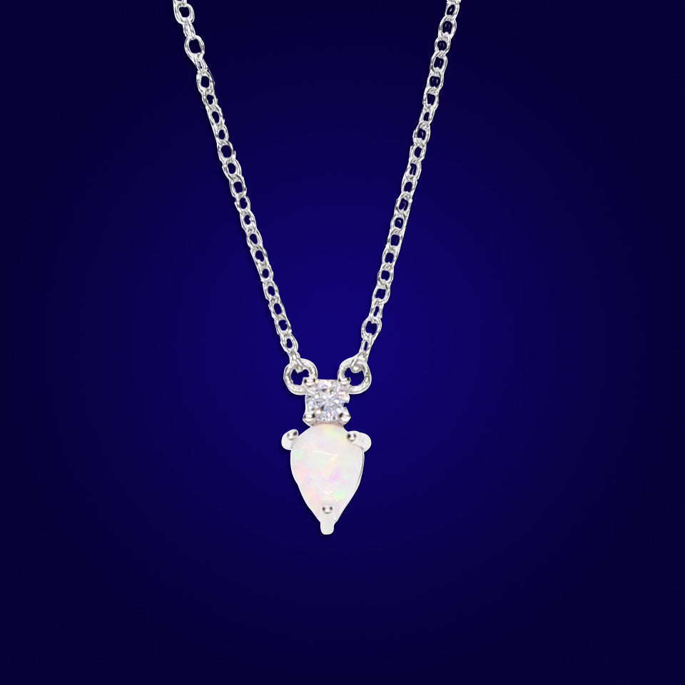 Opal Love - 18k White Gold Minimalist Necklace