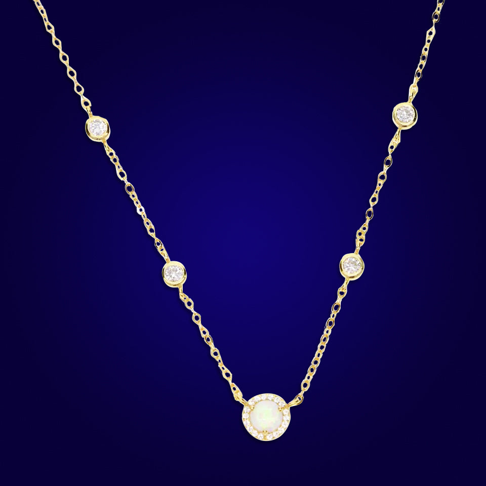 BREATHLESS - 18K Gold Plated Bezel Diamond Beaded Necklace