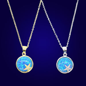 Moon Star - 18K Gold Plated Blue Opal  Necklace