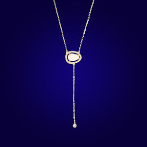 FOREVER MINE - 18K Gold Plated Drop Bazel White Opal Necklace