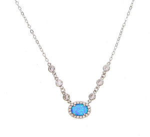 WOW ME - 18K Gold Plated Fire Blue Opal Diamond Beaded Necklace
