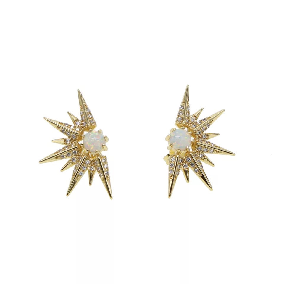 ARIA - 18K Gold Plated Star & Opal Diamond Earrings