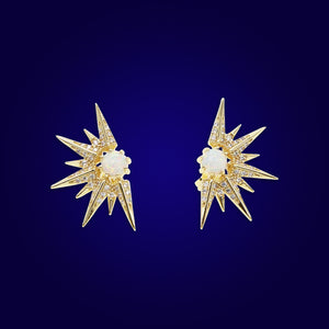 ARIA - 18K Gold Plated Star & Opal Diamond Earrings