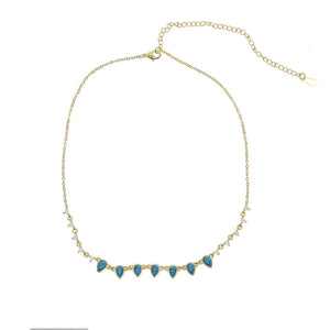 ROSALIA - 18K Gold Plated Turquoise & Diamond Beaded