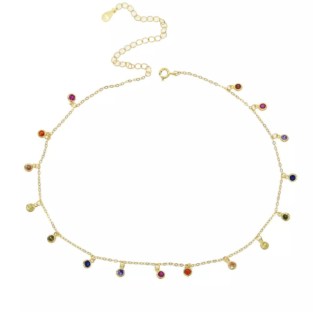 SPOIL ME GOLD  - 18K Multi Colored Bazel Diamond Beaded Necklace