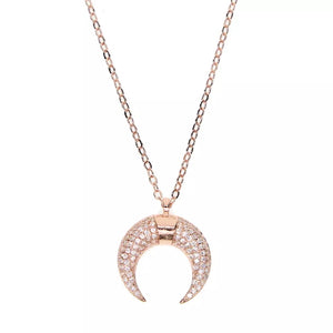 WOW ME - 18K Gold Plated Pave Diamond Moon Necklace - Symbol Of Female Empowerment