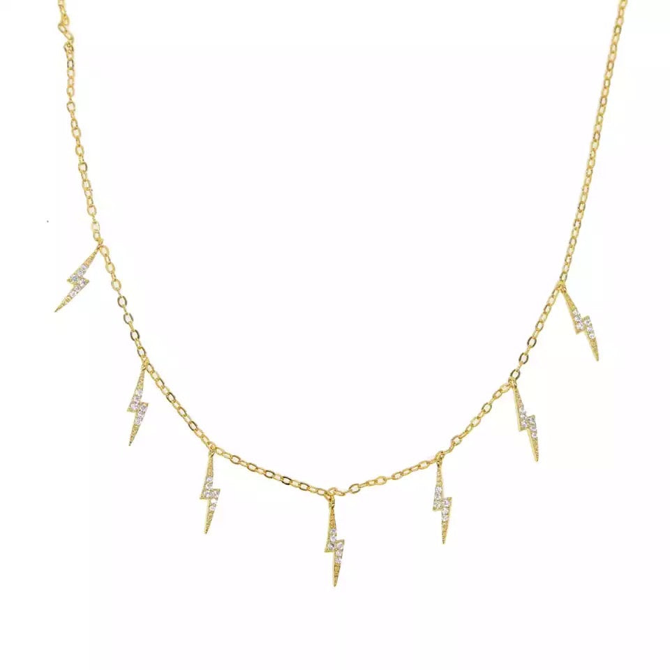 THUNDER - 18K Gold Plated Thunder Beaded Diamond Necklace