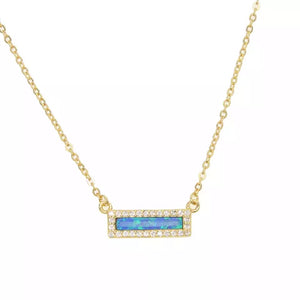 Titanic-  18K Gold Plated Blue Opal Necklace