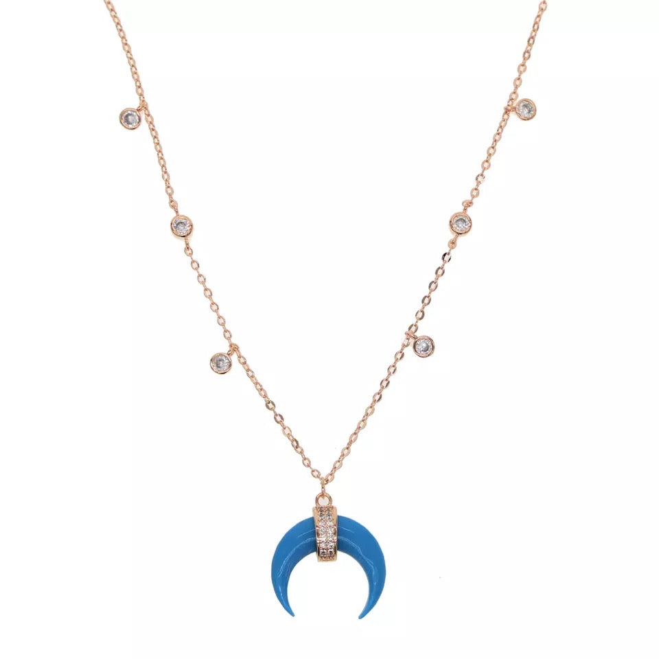 SHINE - 18K Moon Bazel Beaded Diamond Necklace
