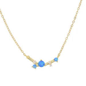 I AM BEAUTIFUL - 18K gold Plated Fire Blue Opal Dainty Necklace