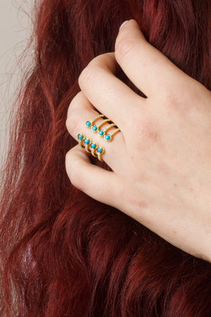 STRONG - 18K Gold Plated Turquoise Adjustable Ring