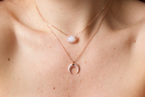 MOON LIGHT - 18K Rose Gold Plated Shinny Moon Necklace