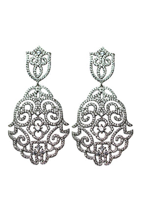 18k White Gold plated Statement Earrings,Bridal Jewelry