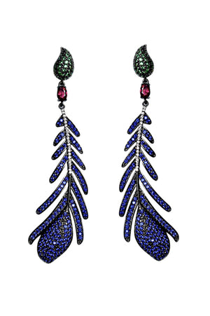Wavy multi color stones statement earrings