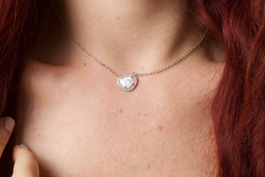 18k white gold-plated Opal minimalist necklace