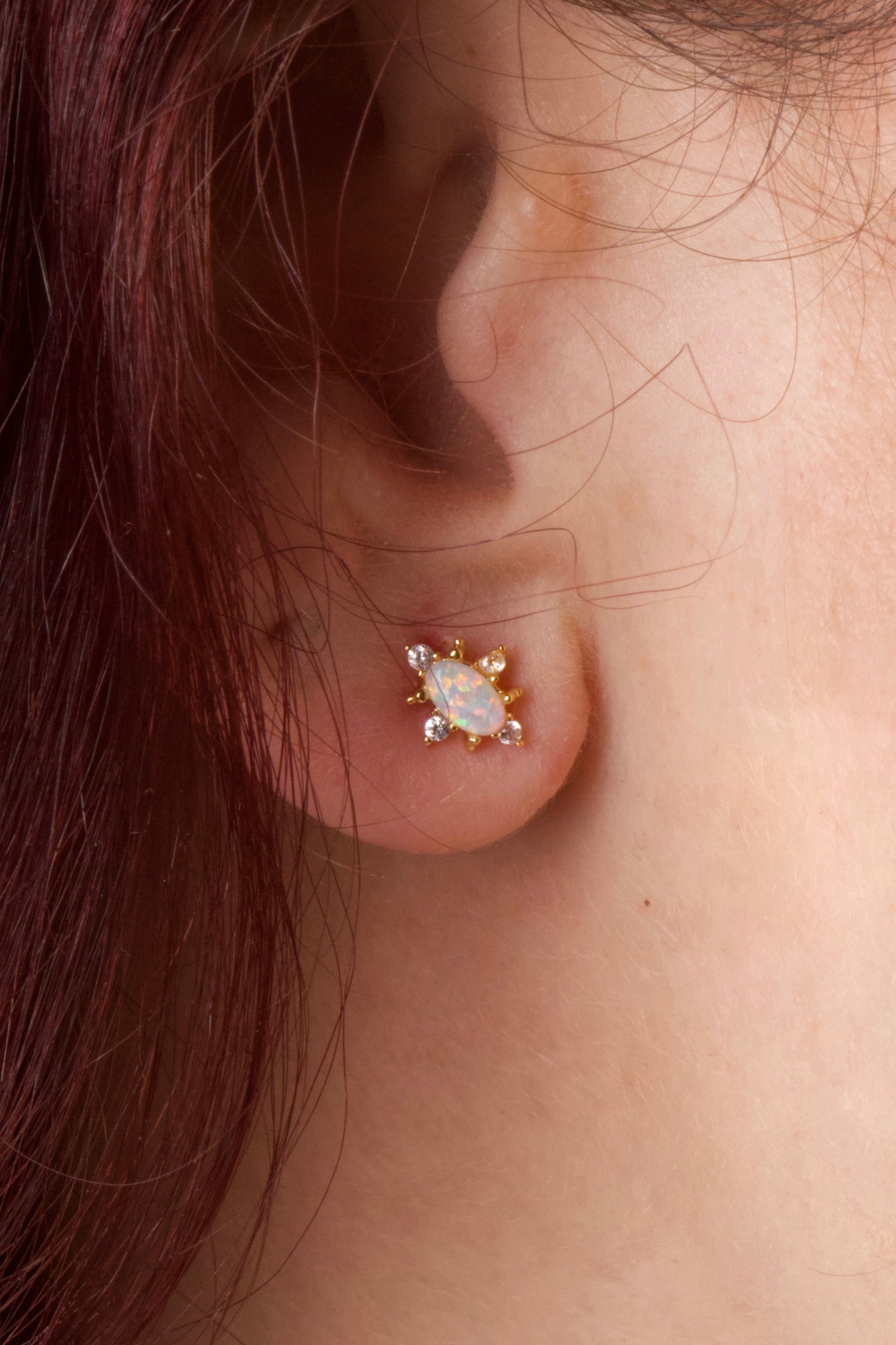 18k yellow gold-plated Opal stud earrings
