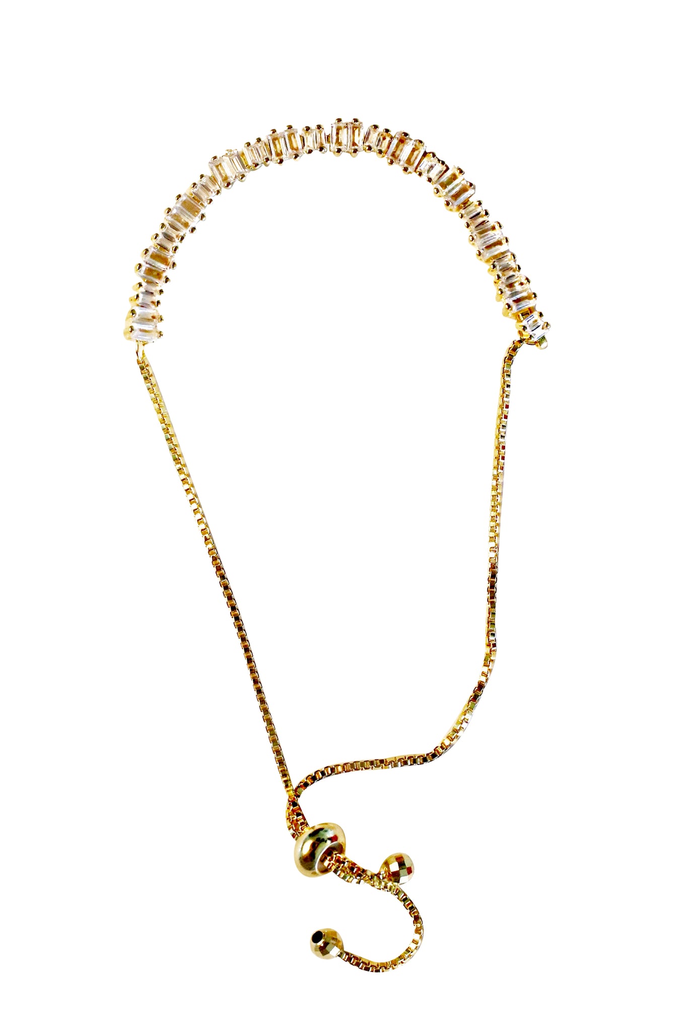 KASH - 18K Gold Plated Emerald Cut Crystal Chain Bracelet