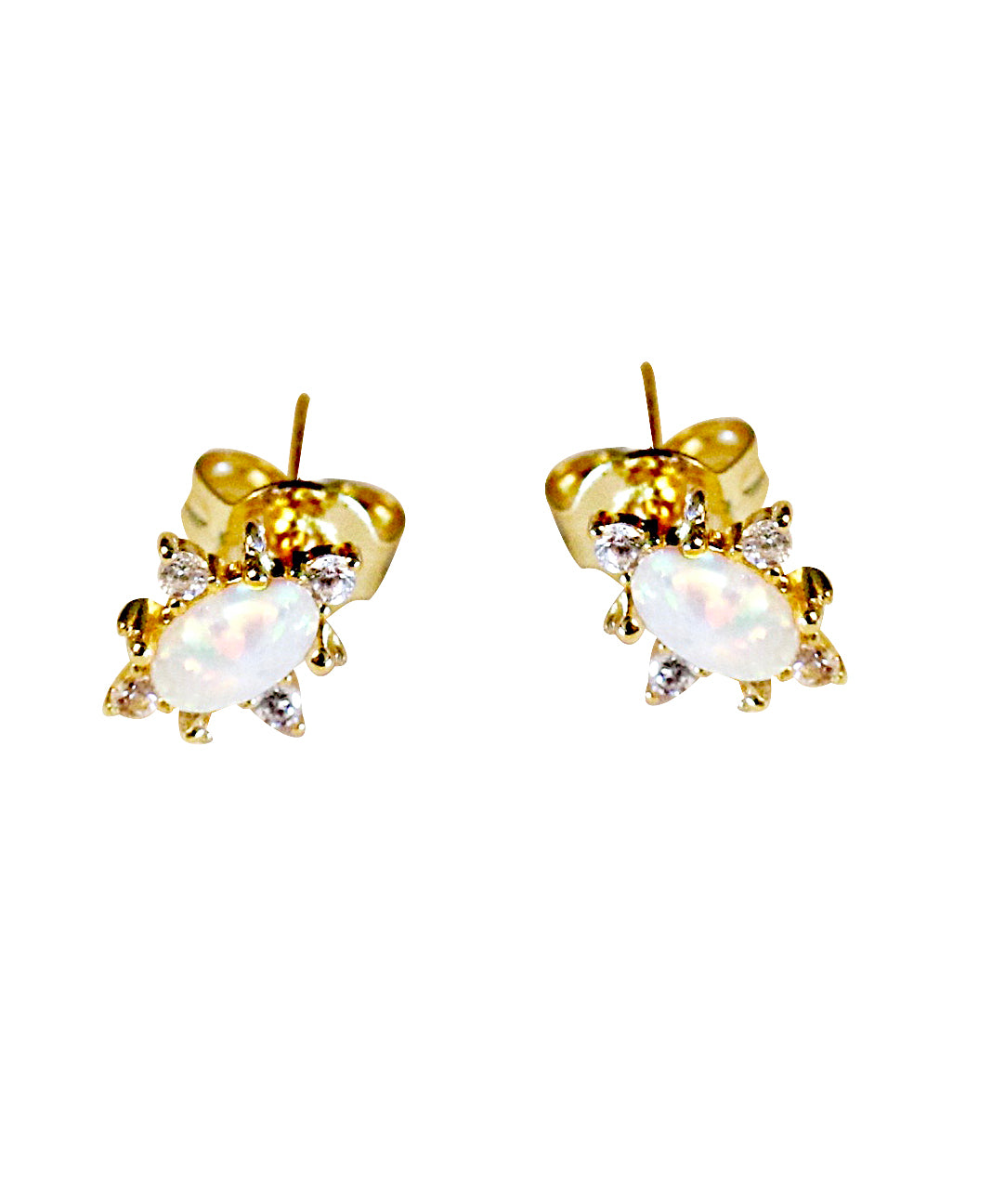 18k yellow gold-plated Opal stud earrings