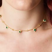 CLASSY SASSY - 18K Gold Plated Turquoise & Diamond Beaded Bazel Necklace