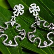 LOVER'S FAITH - 18K Gold Plated Drop Statement Diamond Cross Earrings