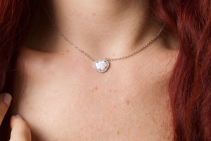 STUNNING ME - 18K Gold Plated Fire Opal & Diamond Beaded Bazel Necklace